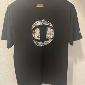 Champion Black Holographic Logo Tee